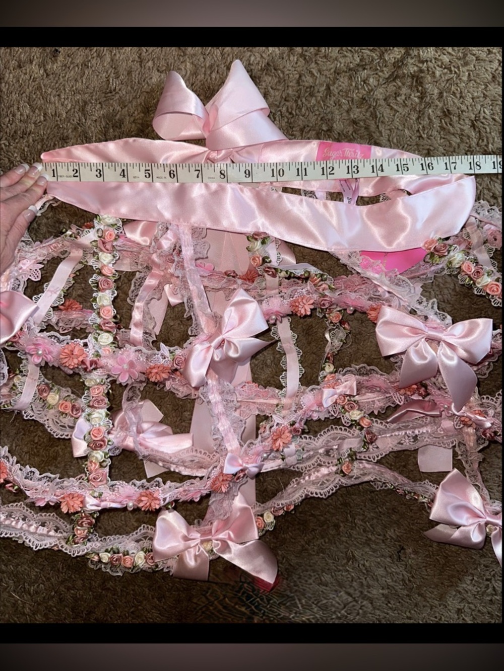 Sugar Thrillz by Dolls Kill ‘RAGS TO RICHES’ Pink Rosette Cage Hoop Skirt XXL/XL - Picture 9 of 9